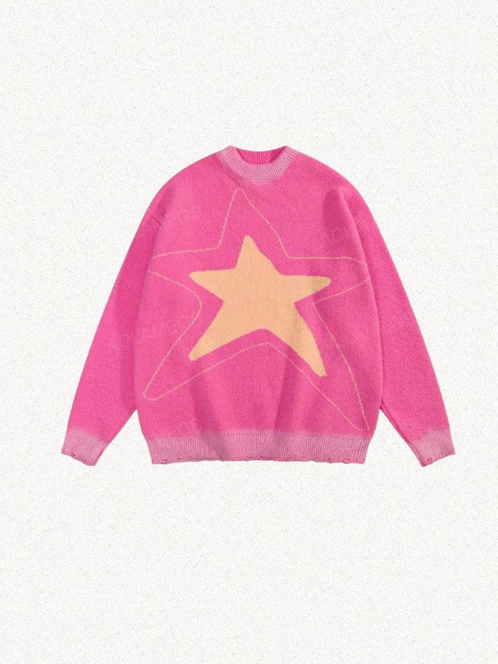 Y2K Star Distressed Sweater - Vedlit