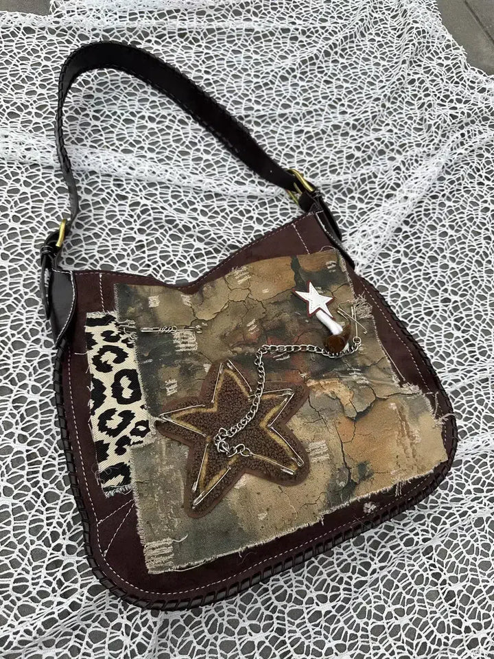 Y2K Star Patch Distressed Bag - Vedlit