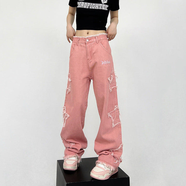 Y2K Pink Star Jeans - Vedlit
