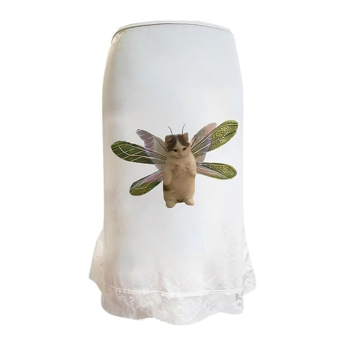 Fairy Cat Print Midi Skirt - Vedlit