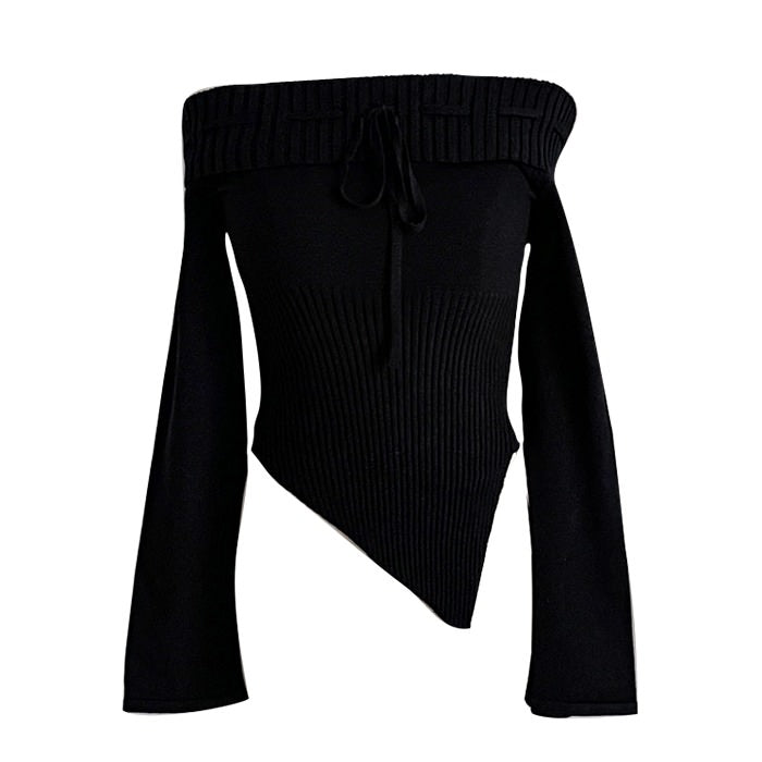 Y2K Off-Shoulder Knit Top - Vedlit