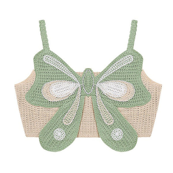 Indie Aesthetic Butterfly Crochet Top - Vedlit