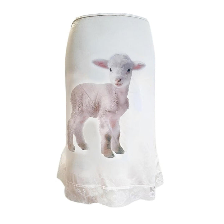 Y2K Lamb Print Midi Skirt - Vedlit