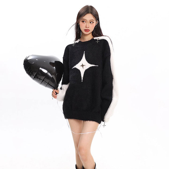 White Star Open-Shoulder Sweater - Vedlit