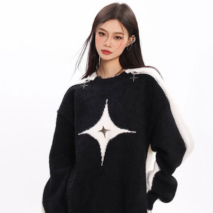 White Star Open-Shoulder Sweater - Vedlit