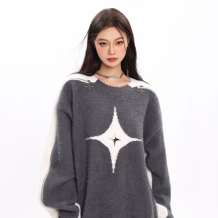 White Star Open-Shoulder Sweater - Vedlit