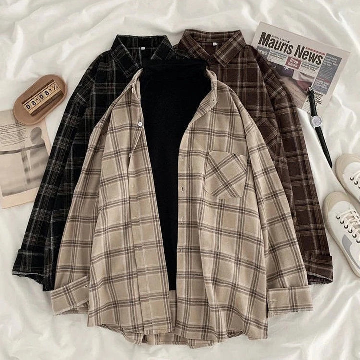 Casual Friday Aesthetic Plaid Shirt - Vedlit