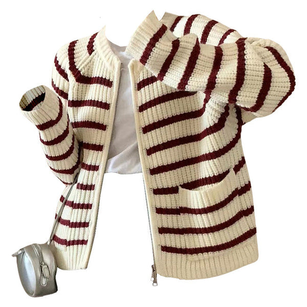 French Mood Striped Cardigan - Vedlit