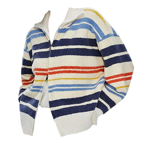 Prep School Striped Zip Up Long Sleeve - Vedlit