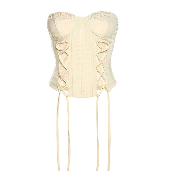 Clean Girl Aesthetic Lace Up Corset - Vedlit