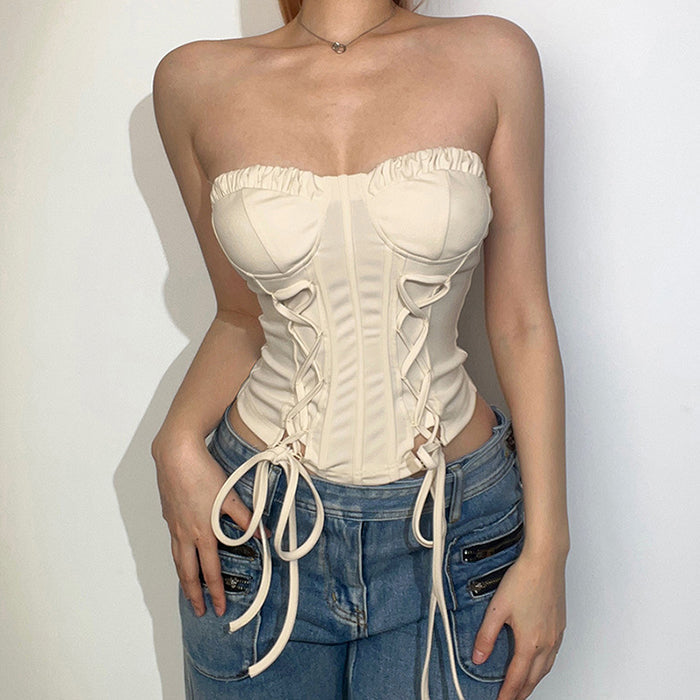 Clean Girl Aesthetic Lace Up Corset - Vedlit