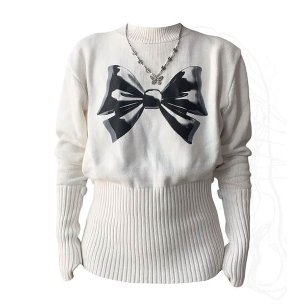 Soft Girl Aesthetic Bow Jumper - Vedlit