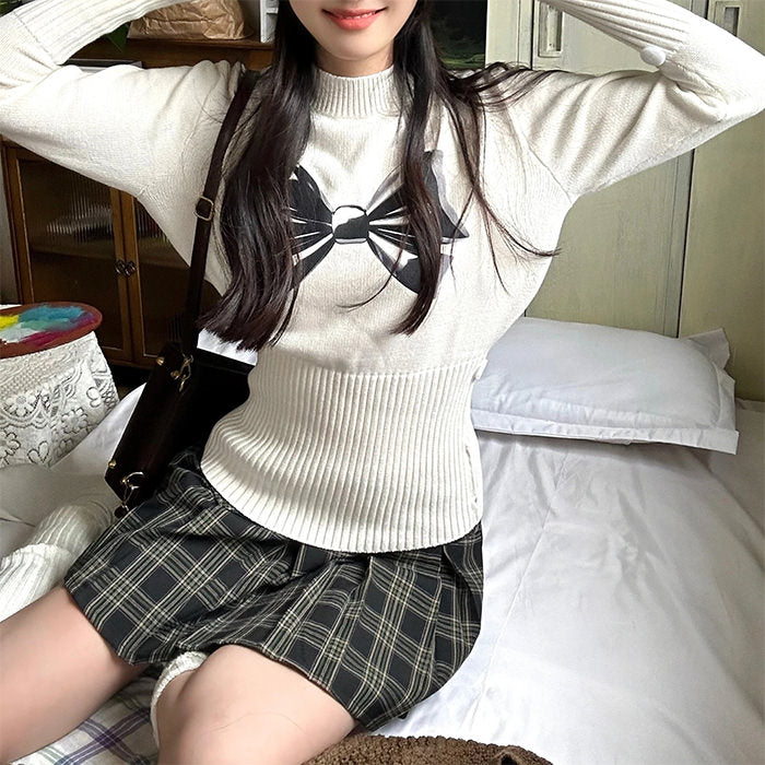Soft Girl Aesthetic Bow Jumper - Vedlit