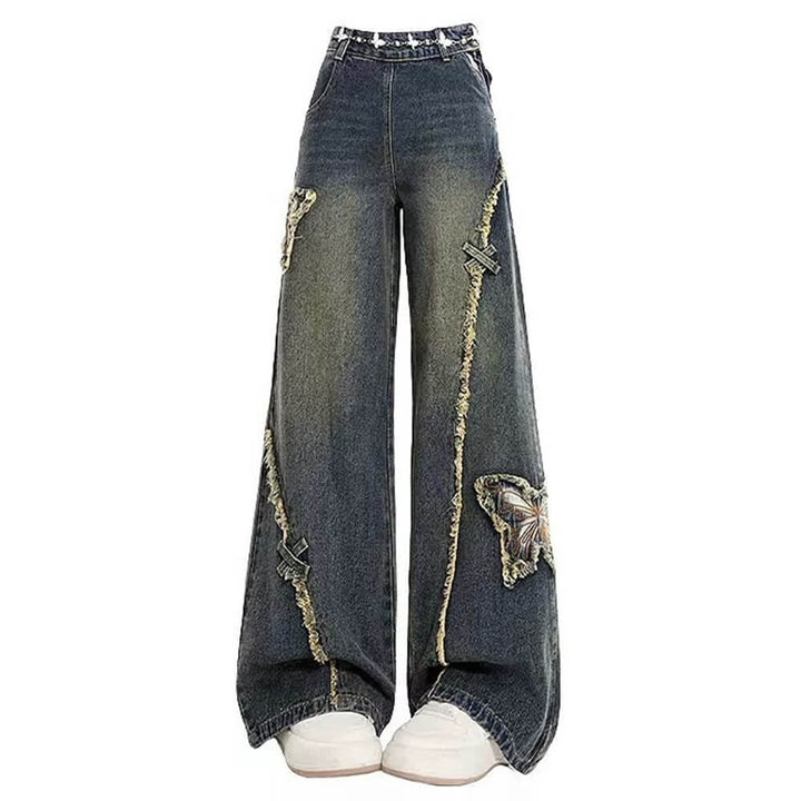 Aesthetic Butterfly Flared Jeans - Vedlit