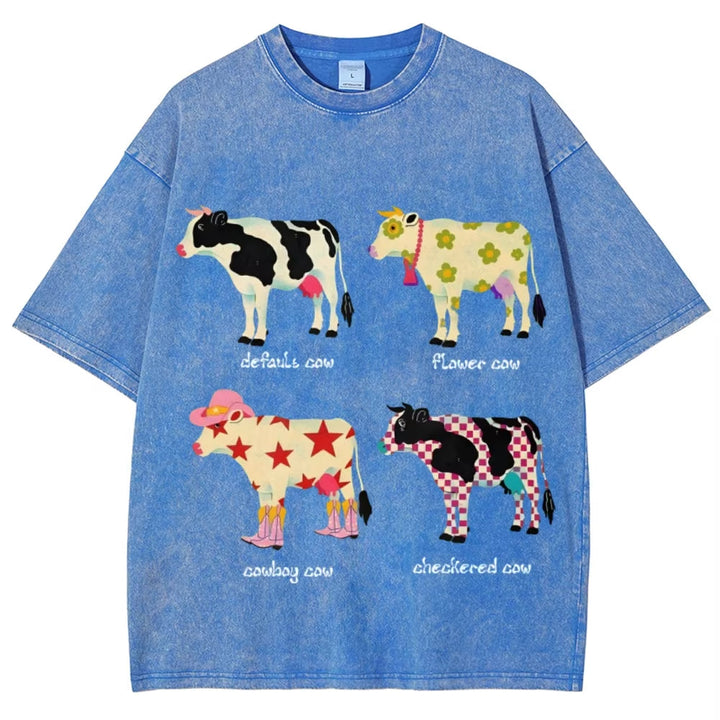 Indie Aesthetic Cow Graphic T-Shirt - Vedlit