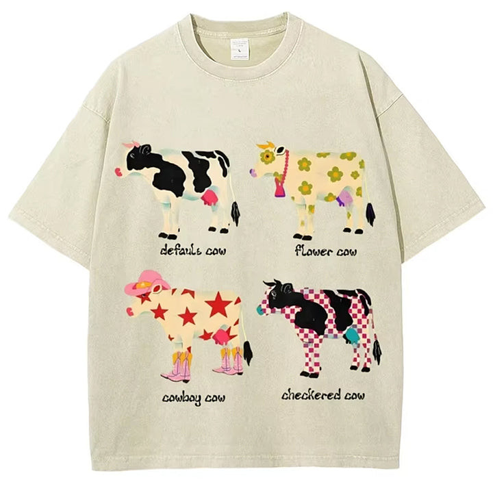 Indie Aesthetic Cow Graphic T-Shirt - Vedlit