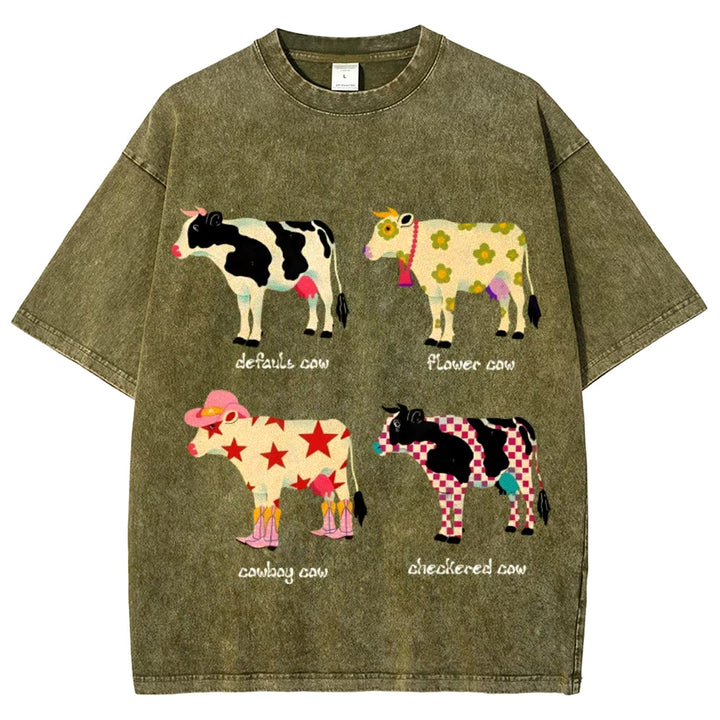 Indie Aesthetic Cow Graphic T-Shirt - Vedlit