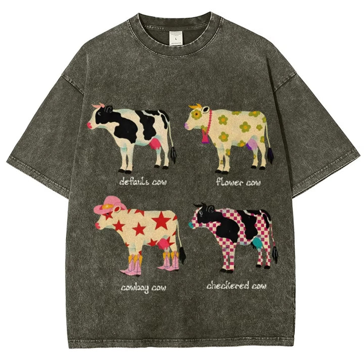 Indie Aesthetic Cow Graphic T-Shirt - Vedlit