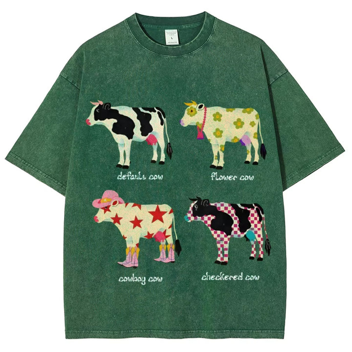 Indie Aesthetic Cow Graphic T-Shirt - Vedlit