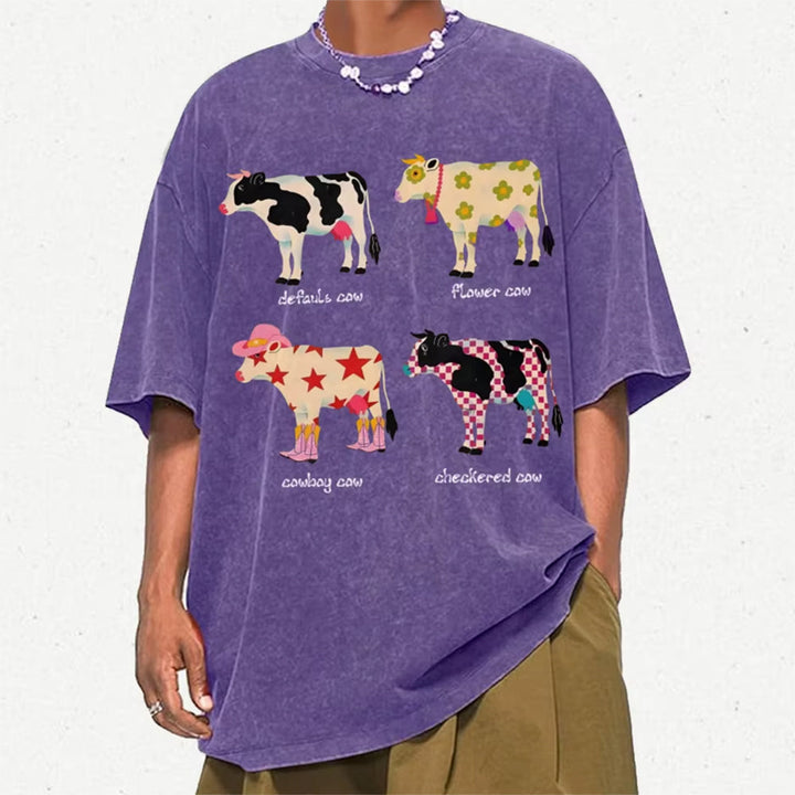 Indie Aesthetic Cow Graphic T-Shirt - Vedlit