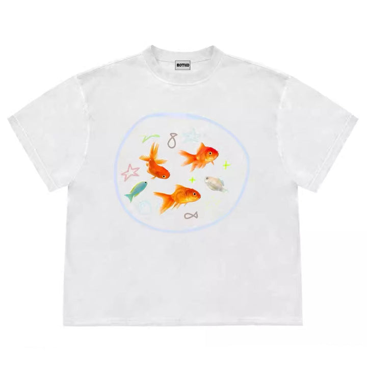 Aesthetic Goldfish Graphic T-Shirt - Vedlit