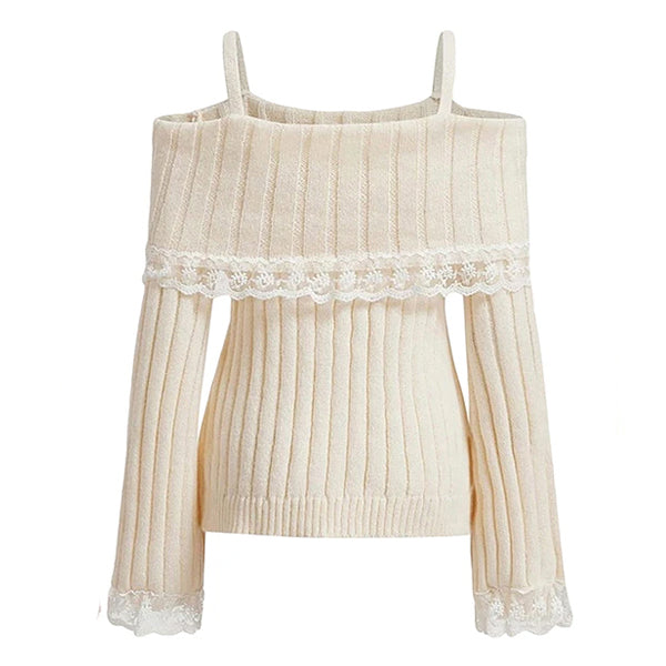 Portrait Mode Lace Sweater - Vedlit