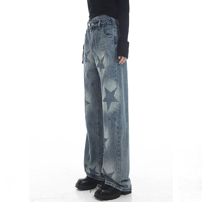 Aesthetic Star Washed Jeans - Vedlit