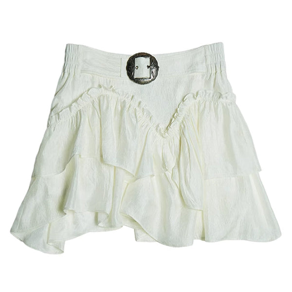 Aesthetic Mini Skirt in White - Vedlit