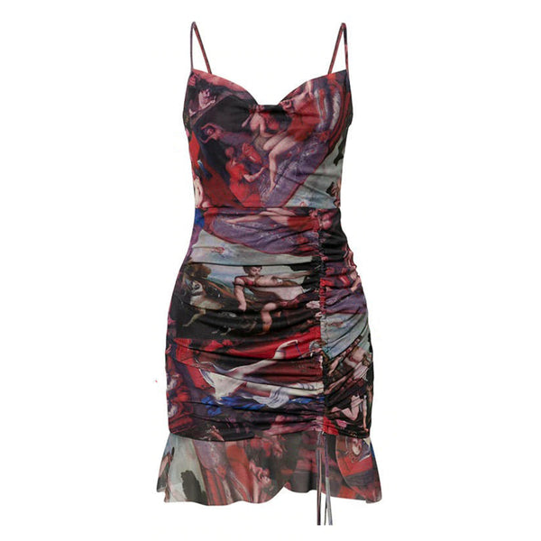 Angel Print Mini Dress - Vedlit