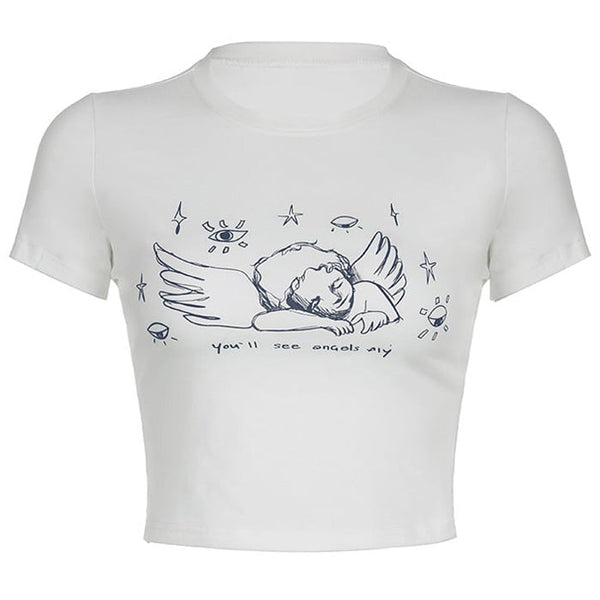 Angel Print Crop Top - Vedlit