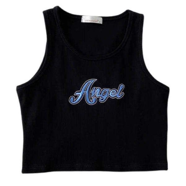 Angel Ribbed Top in Black - Vedlit