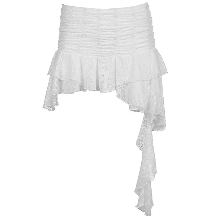 Asymmetrical White Lace Skirt - Vedlit