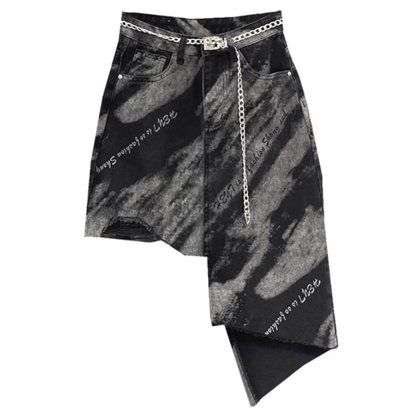 Grunge Aesthetic Asymmetric Skirt - Vedlit