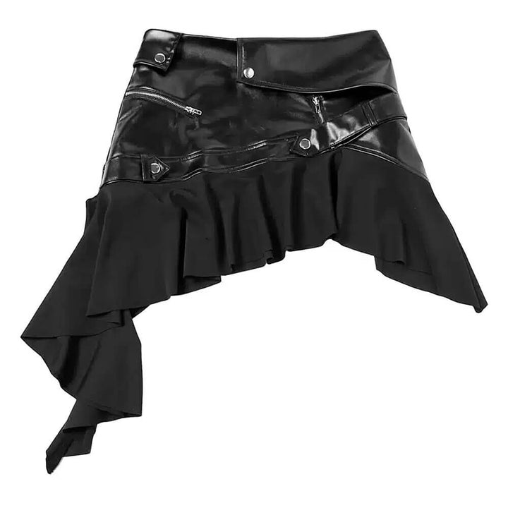 Rock The Scene Asymmetric Leather Skirt - Vedlit