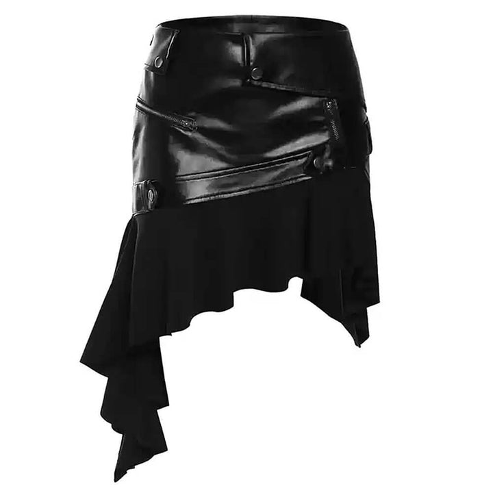 Rock The Scene Asymmetric Leather Skirt - Vedlit