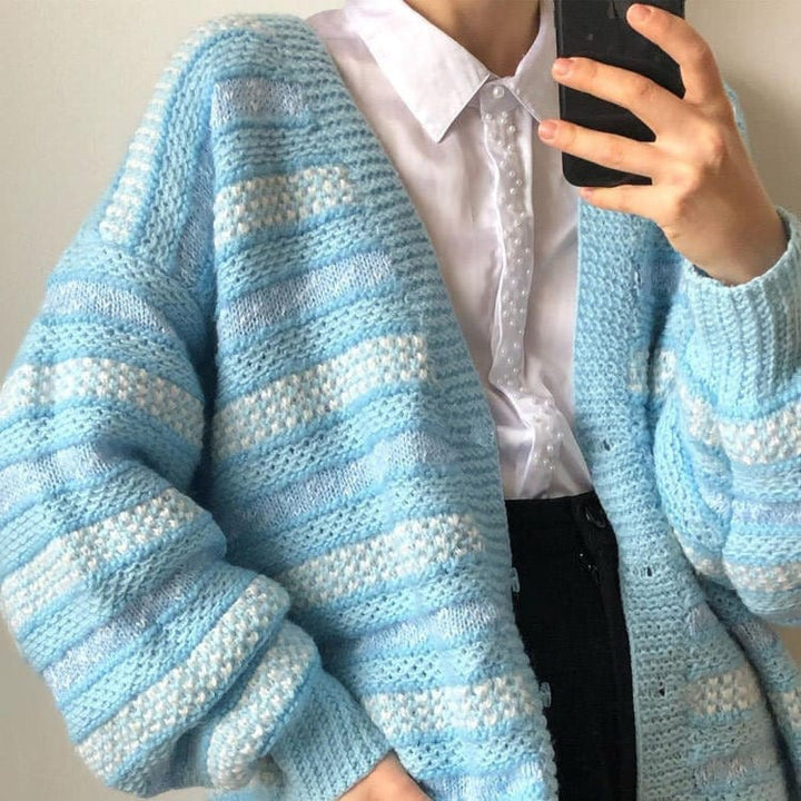 Baby Blue Striped Cardigan - Vedlit