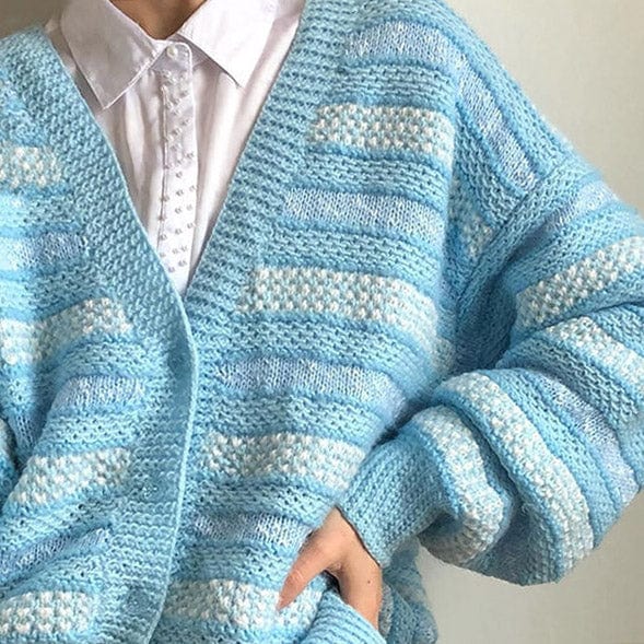 Baby Blue Striped Cardigan - Vedlit