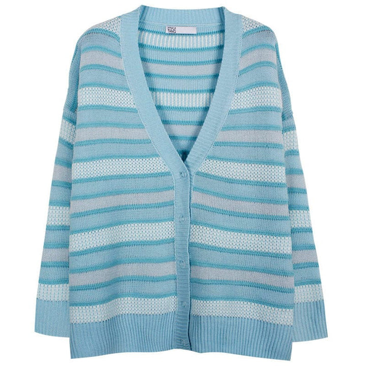 Baby Blue Striped Cardigan - Vedlit
