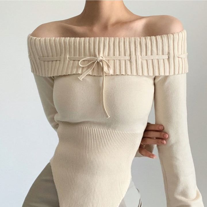 Y2K Off-Shoulder Knit Top - Vedlit