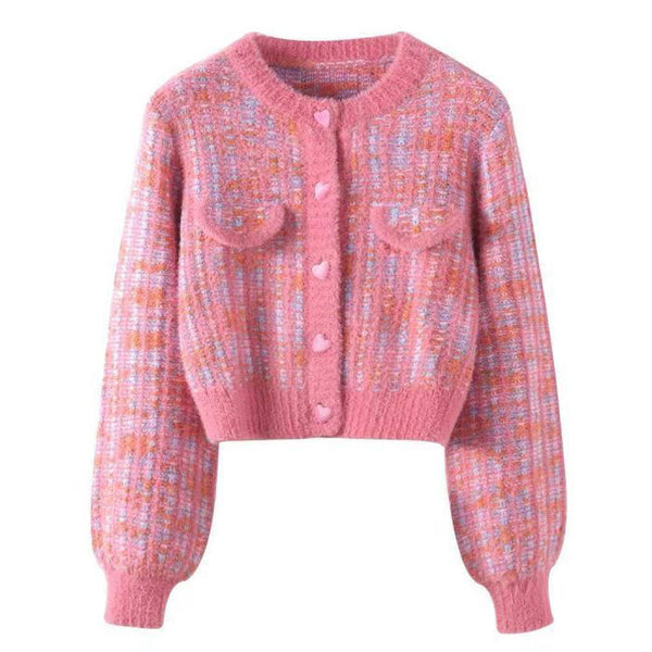 Barbiecore Knit Cropped Cardigan - Vedlit