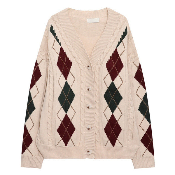 New Student Argyle Cardigan - Vedlit