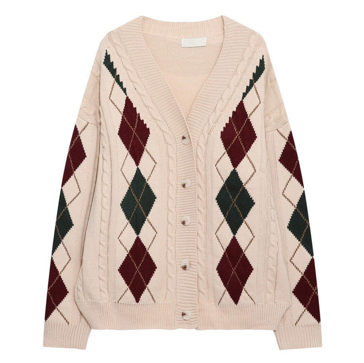 New Student Argyle Cardigan - Vedlit