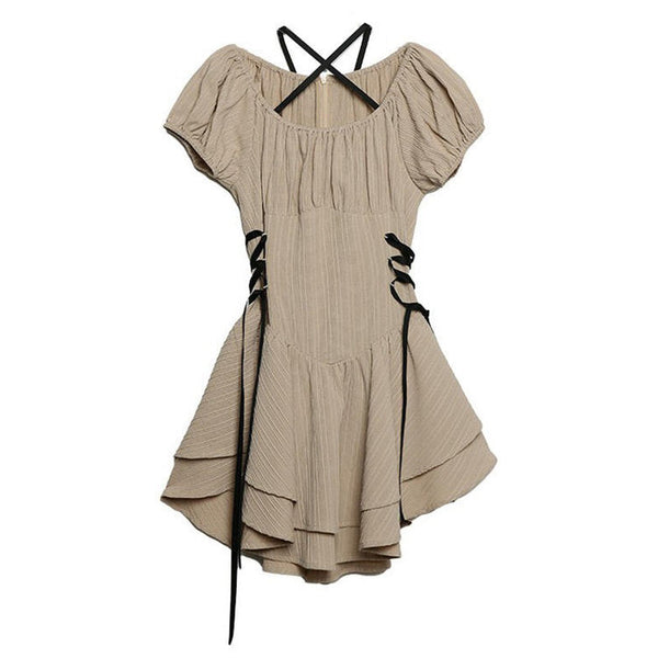 Coquette Mini Dress in Beige - Vedlit