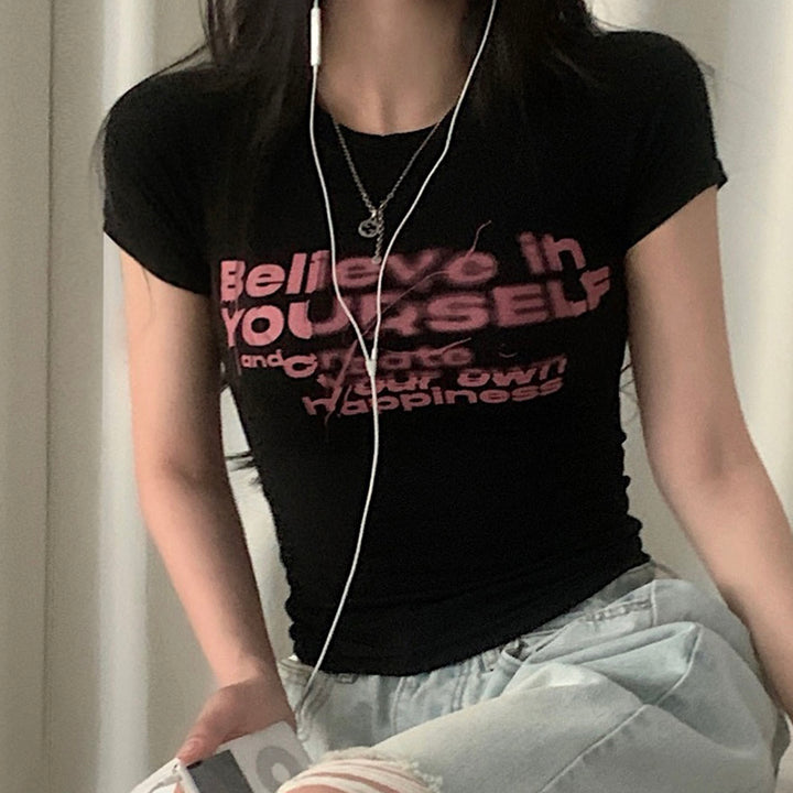 “Believe in Yourself” Graphic Fitted Tee - Vedlit