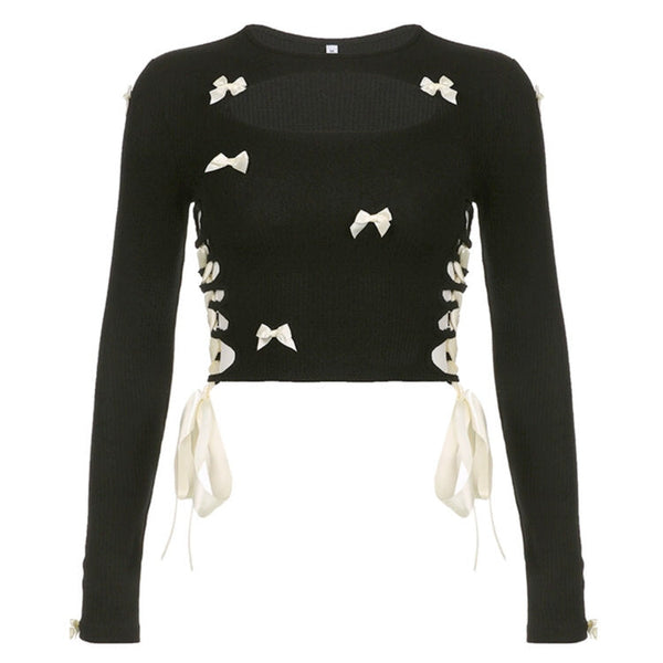 French Maid Cut Out Long Sleeve Top - Vedlit