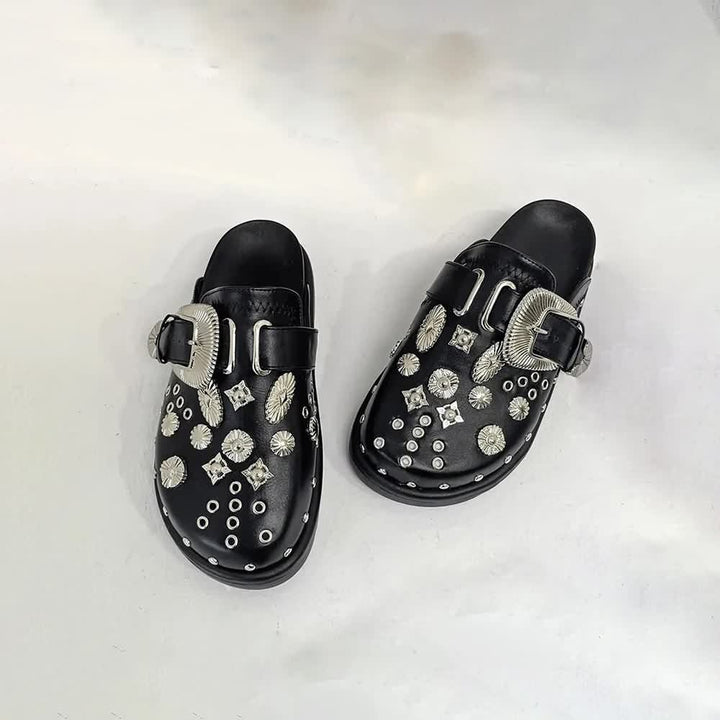 Black Gothic Punk Studded Clogs - Vedlit