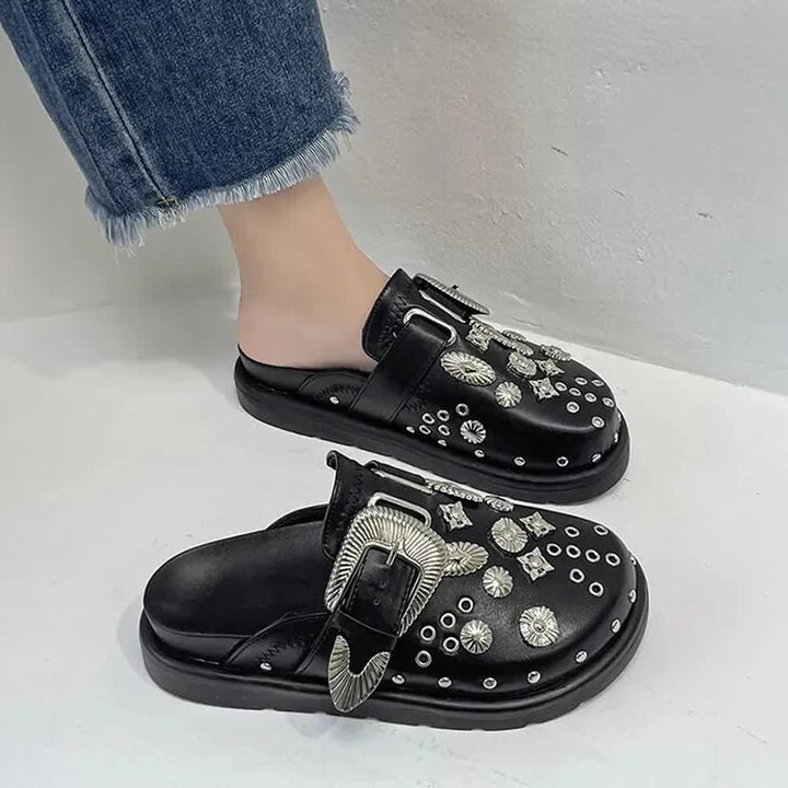 Black Gothic Punk Studded Clogs - Vedlit