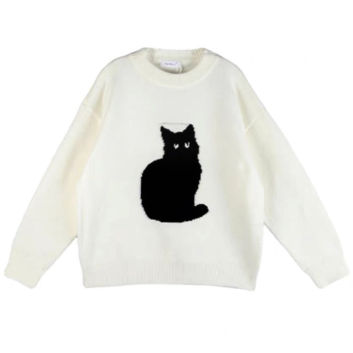 Black Cat Aesthetic Sweater - Vedlit