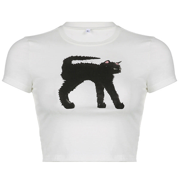 Black Cat Crop Top - Vedlit