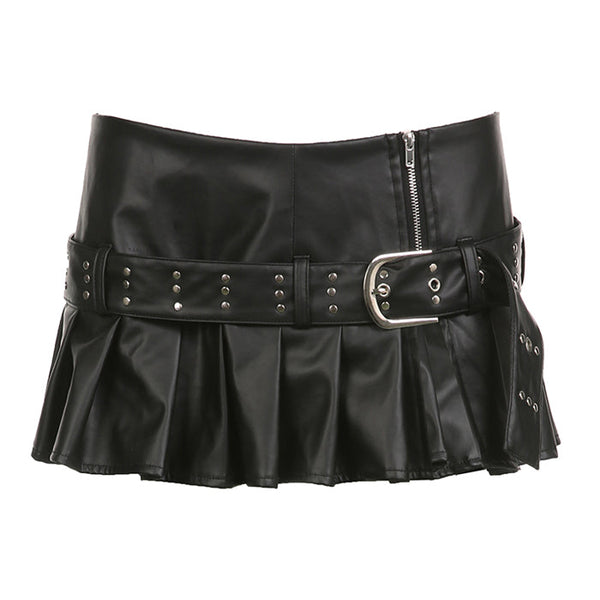 Danger Zone Leather Micro Skirt - Vedlit